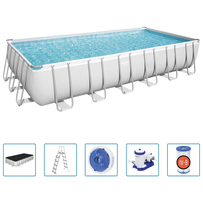 Bestway Set Piscina Power Steel Rettangolare 732x366x132 cm