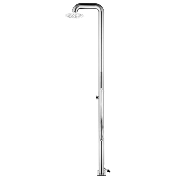 Doccia da Giardino con Base Marrone 230 cm in Acciaio Inox