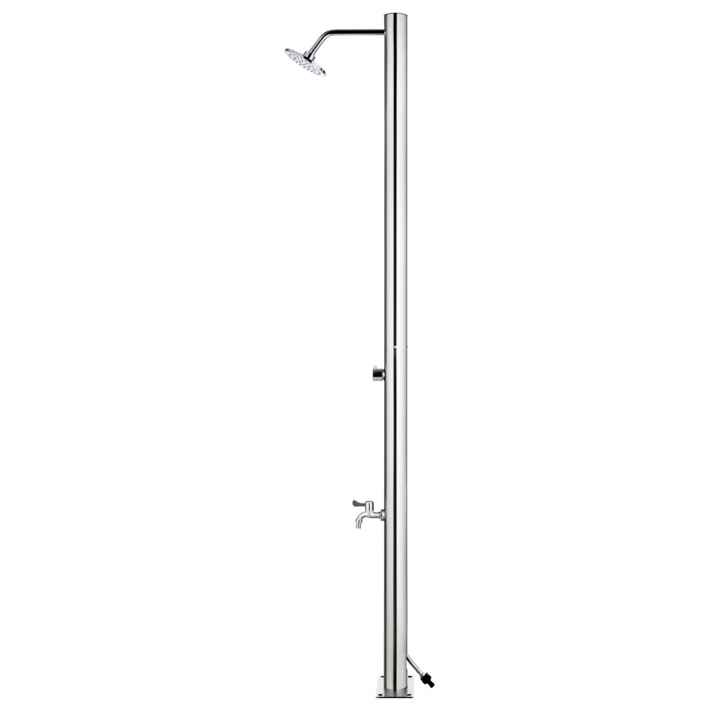 Doccia da Giardino con Base Grigia 220 cm in Acciaio Inox