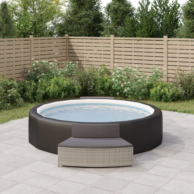 Panche per Spa con Cuscini 2 pz in Polyrattan Grigio