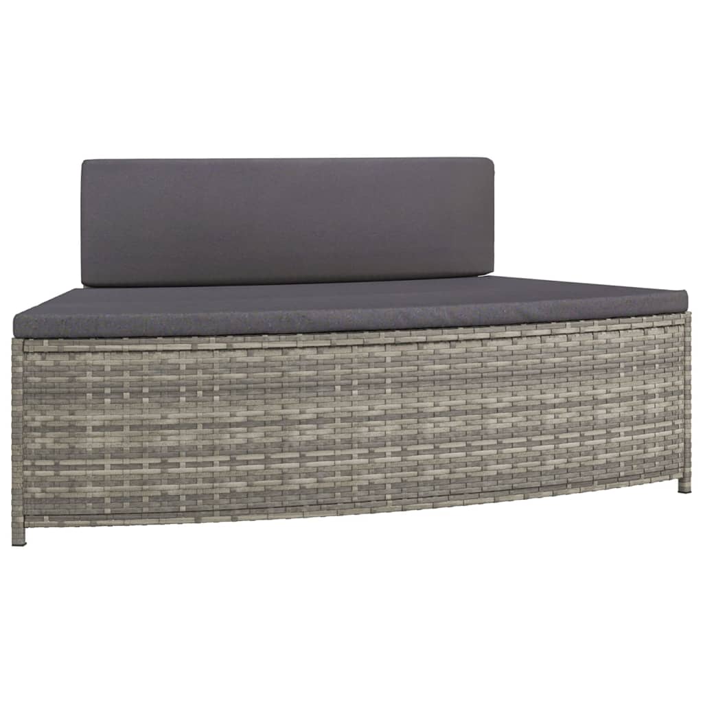 Panche per Spa con Cuscini 2 pz in Polyrattan Grigio