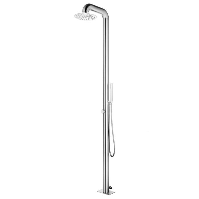 Doccia da Giardino con Base Grigia 230 cm in Acciaio Inox