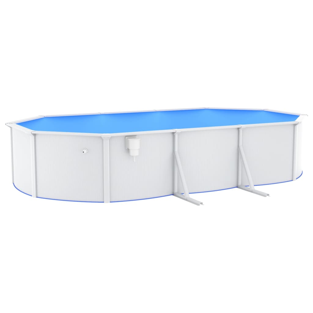 Piscina con Pareti in Acciaio Ovale 610x360x120 cm Bianca