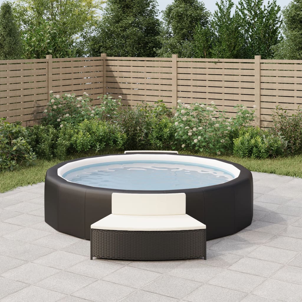 Panche per Spa con Cuscini 2 pz in Polyrattan Nero