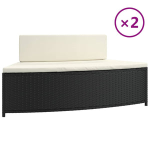 Panche per Spa con Cuscini 2 pz in Polyrattan Nero