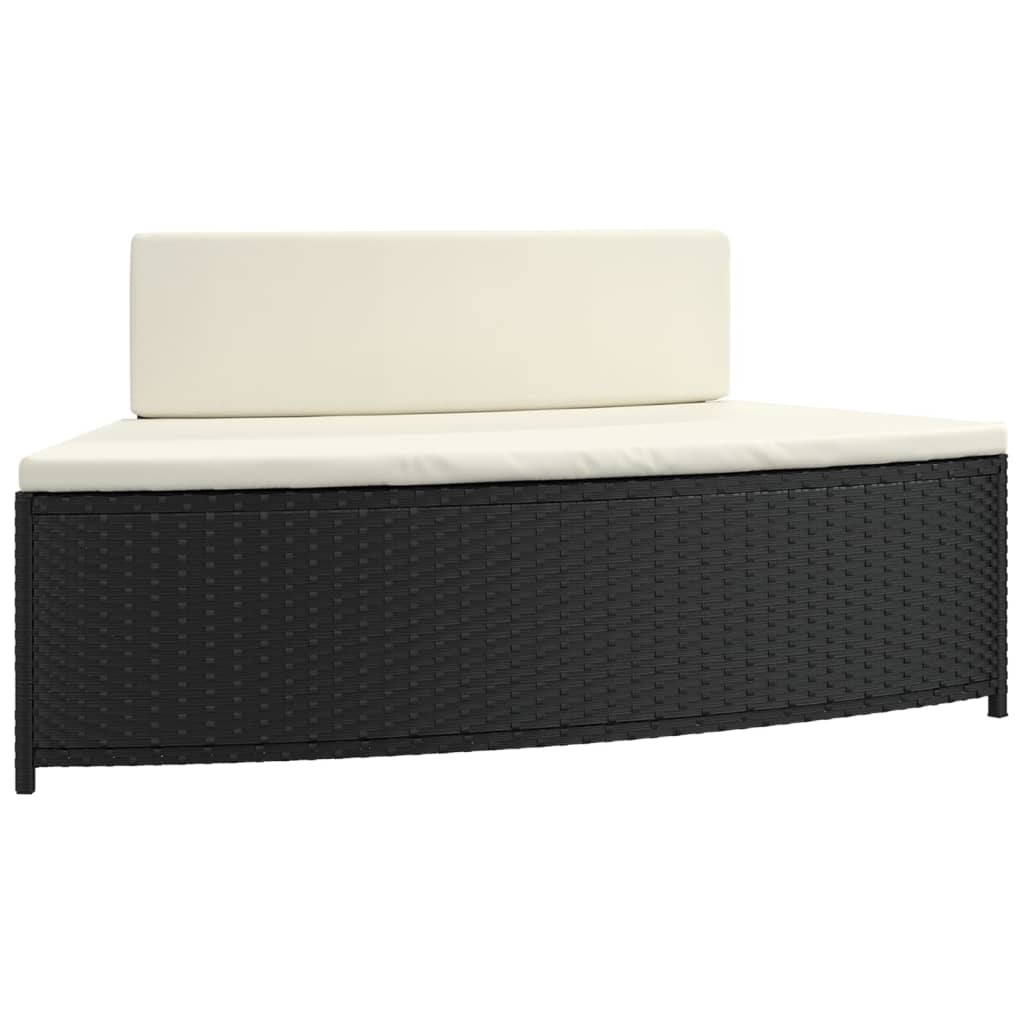 Panche per Spa con Cuscini 2 pz in Polyrattan Nero