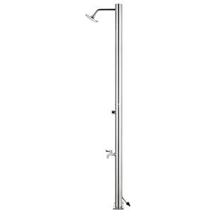 Doccia da Giardino con Base Grigia 220 cm in Acciaio Inox