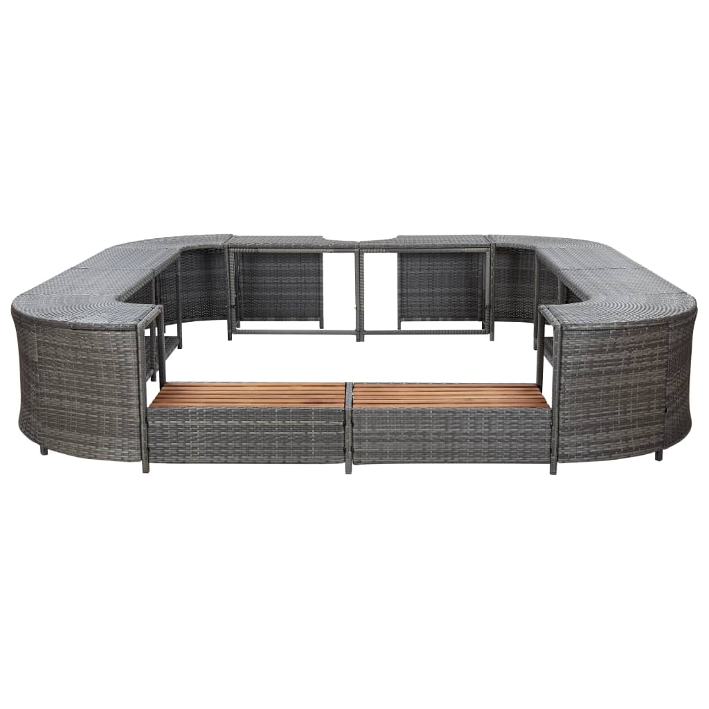 Bordo Spa Quadrato Grigio 268 x 268 x 55 cm in Polyrattan