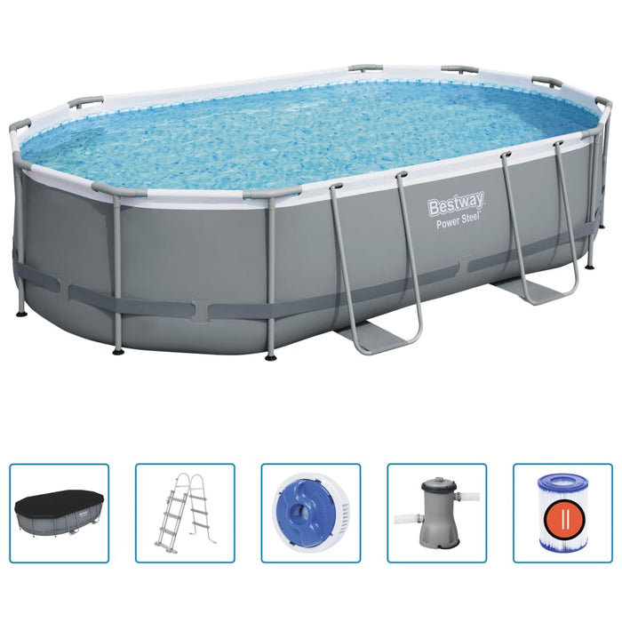 Bestway Set Piscina Ovale Power Steel 488x305x107 cm