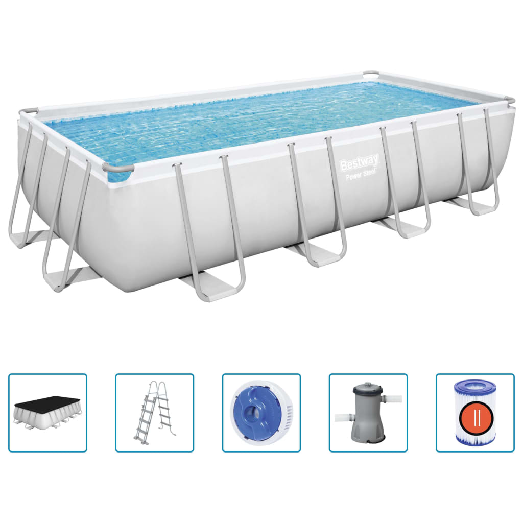 Bestway Set Piscina Power Steel Rettangolare 488x244x122 cm