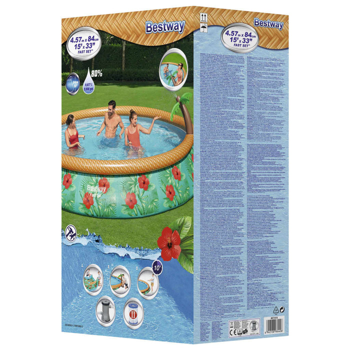 Bestway Set Piscina Gonfiabile Palme Paradisiache Fast Set 457x84 cm