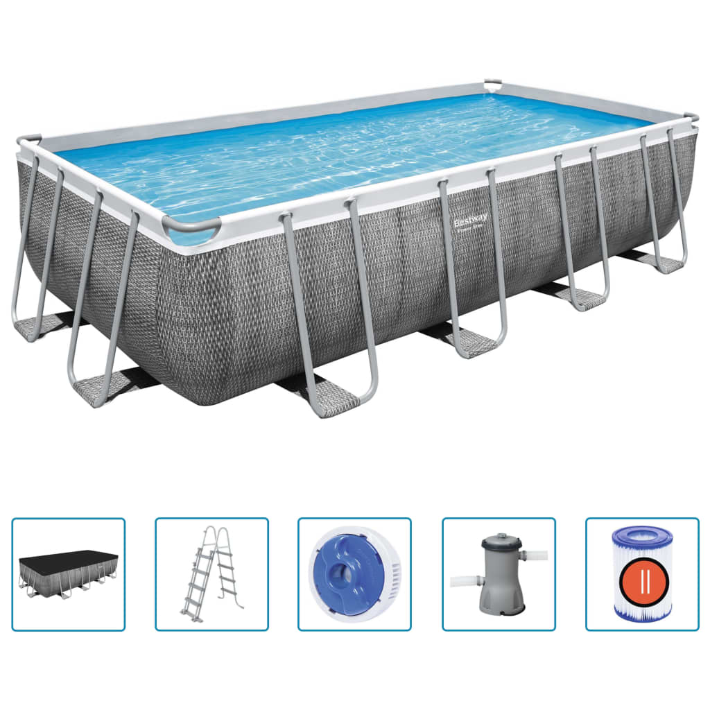 Bestway Set Piscina Power Steel Rettangolare 488x244x122 cm