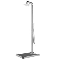 Doccia da Giardino con Base Grigia 230 cm in Acciaio Inox