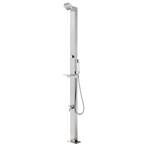 Doccia da Giardino con Base Grigia 225 cm in Acciaio Inox