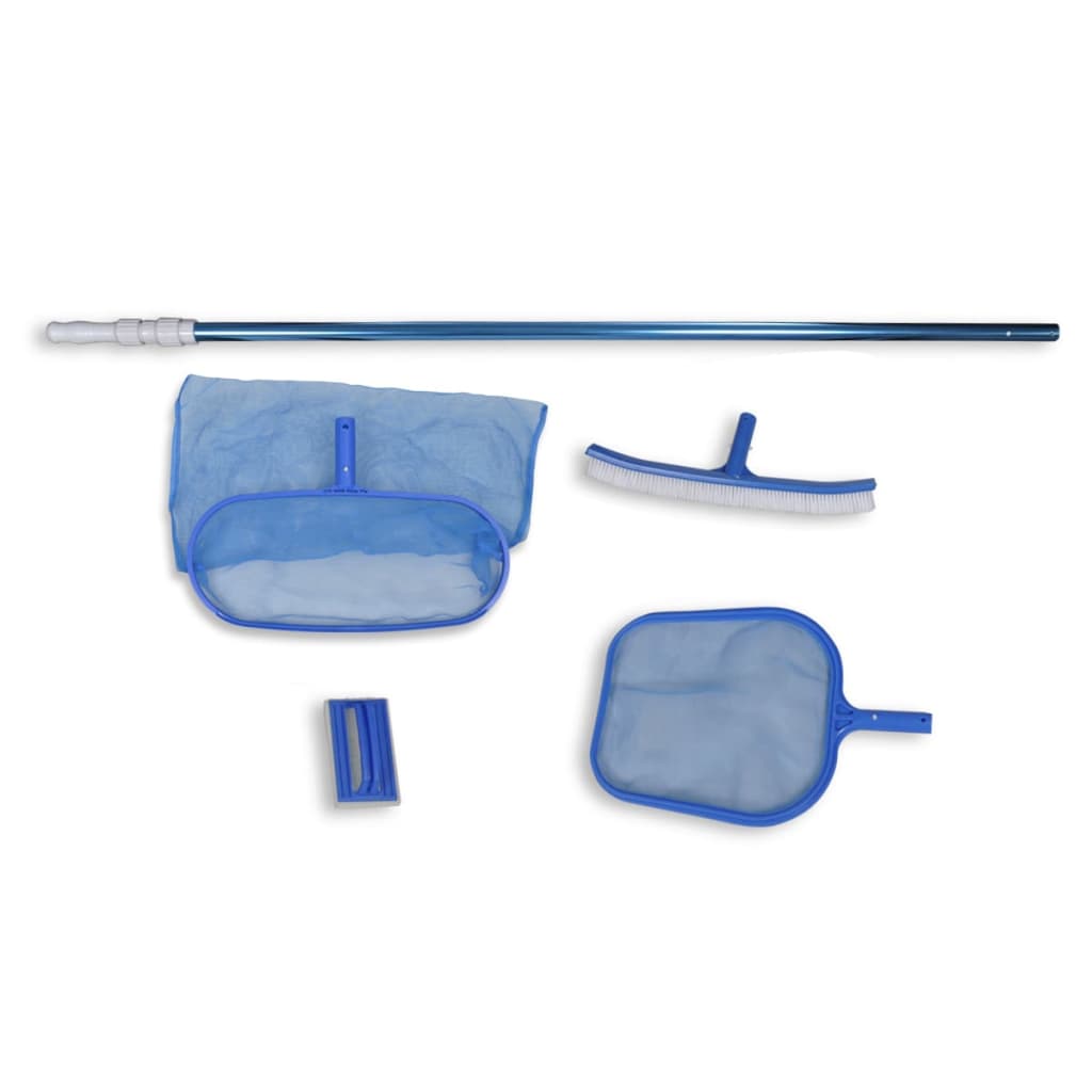 Set pulizia piscina spazzola 2 schiumatoi foglie 1 palo telescopico