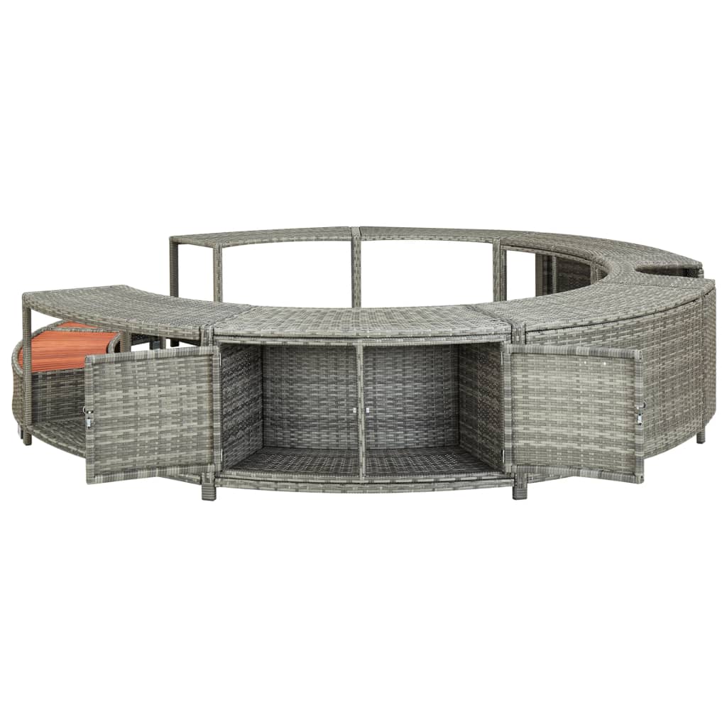 Bordo per Vasca da Spa in Polyrattan Grigio