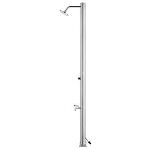 Doccia da Giardino con Base Marrone 220 cm in Acciaio Inox