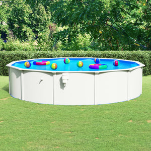 Piscina con Pareti in Acciaio Rotonda 550x120 cm Bianca