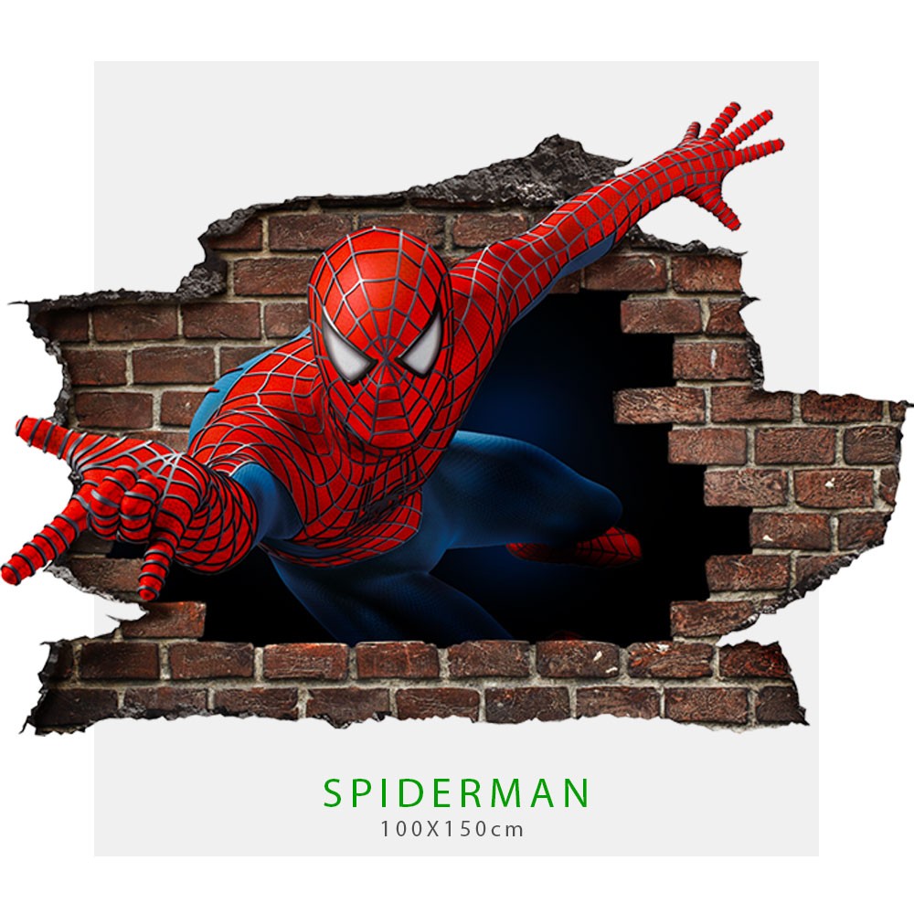 Adesivo parete murale effetto 3D Spiderman uomo ragno wall stickers Misura: 150x100 cm