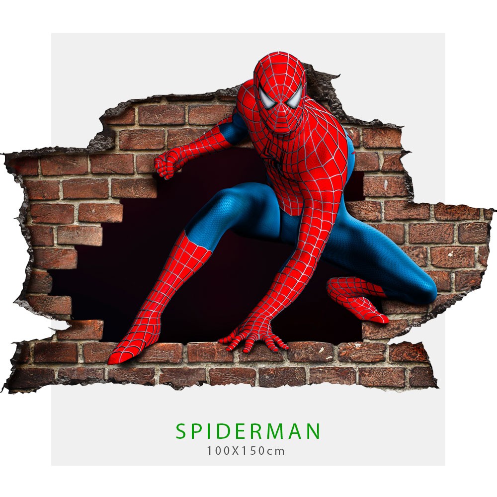 Adesivo per pareti - effetto 3D Spiderman - l'uomo ragno wall stickers Misura: 150x100 cm