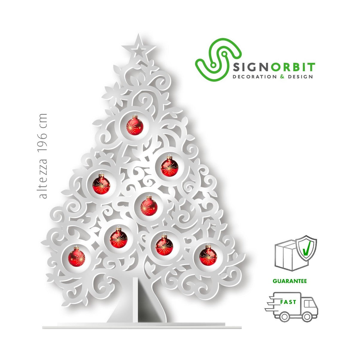 Albero di Natale sagomato in PVC altezza 196cm Misura: 135x196 cm