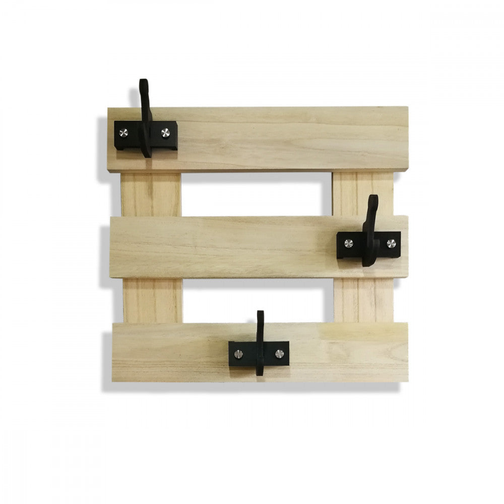 APPENDIABITI In Legno Con Ganci Sfalsati In PVC Neri Misure: 50x45 cm