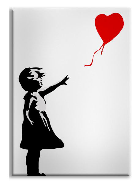 Banksy - Girl with Balloon - Quadro Canvas su telaio in legno Misura: 50x70 cm