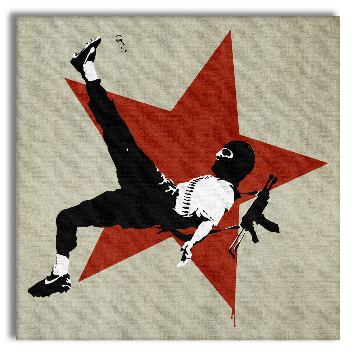 BANKSY - GRENADE SOCCER - Quadro Canvas su telaio in legno Misura: 100x100 cm