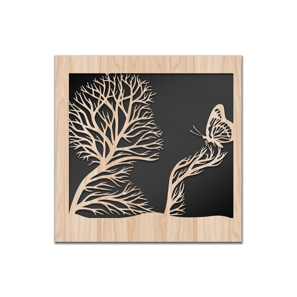 BATTERFLY - Quadro arredo LASERCUT composito Legno e PVC Misura: 40x40 cm