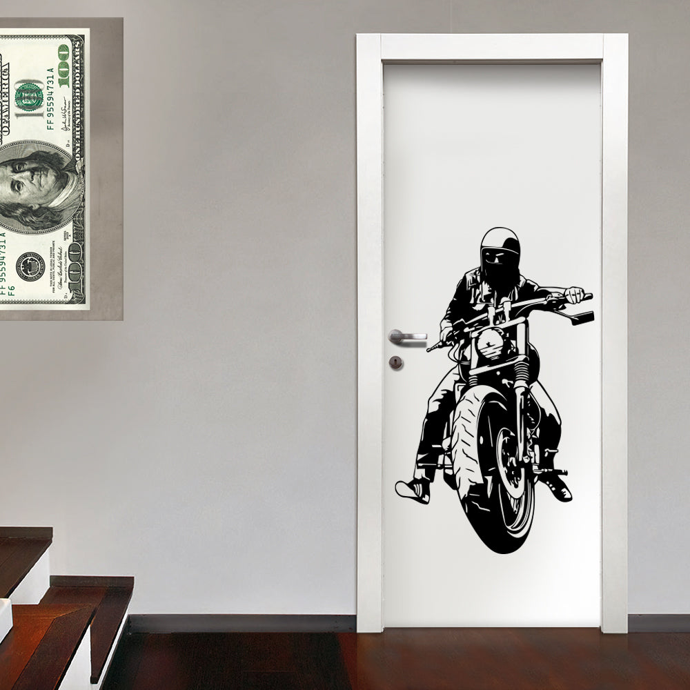 BIKER - Adesivo murale wall sticker in vinile 55x90 cm Colore: nero