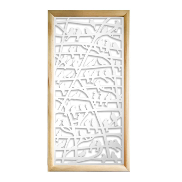 BIRDS - Moduli Decorativi in Legno e PVC Misura: 73x148 cm, Colore: bianco