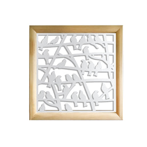 BIRDS - Moduli Decorativi in Legno e PVC Misura: 48x48 cm, Colore: bianco