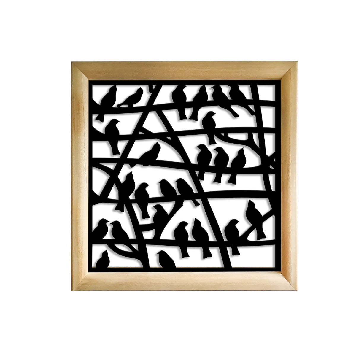 BIRDS - Moduli Decorativi in Legno e PVC Misura: 48x48 cm, Colore: nero