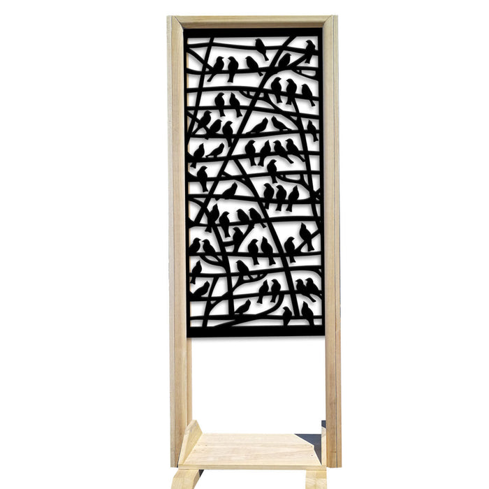 BIRDS - Separè - Paravento modulabile - 70x190cm - in Legno e PVC Colore: nero