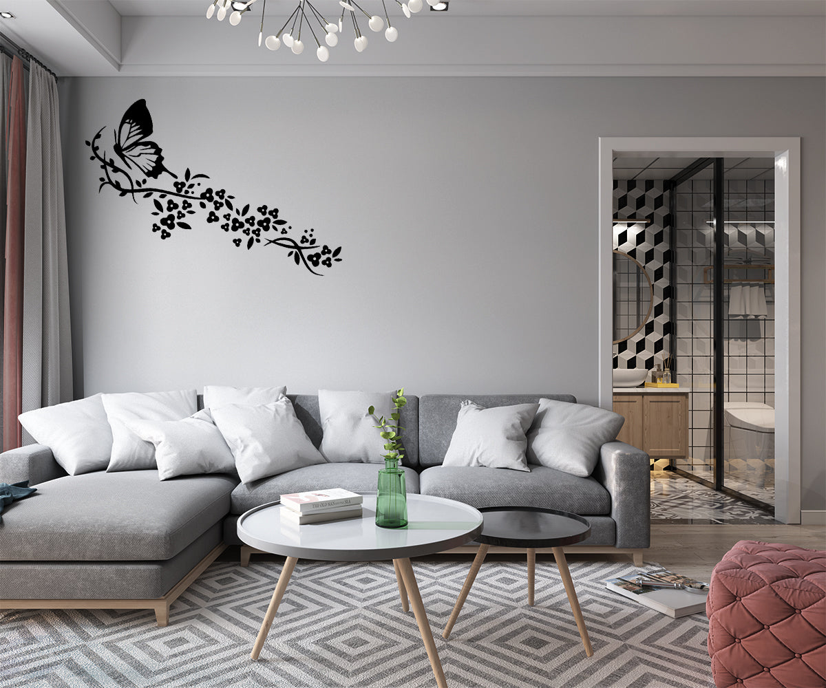 BUTTERFLY - Adesivo murale wall sticker in vinile 55x135 cm Colore: nero