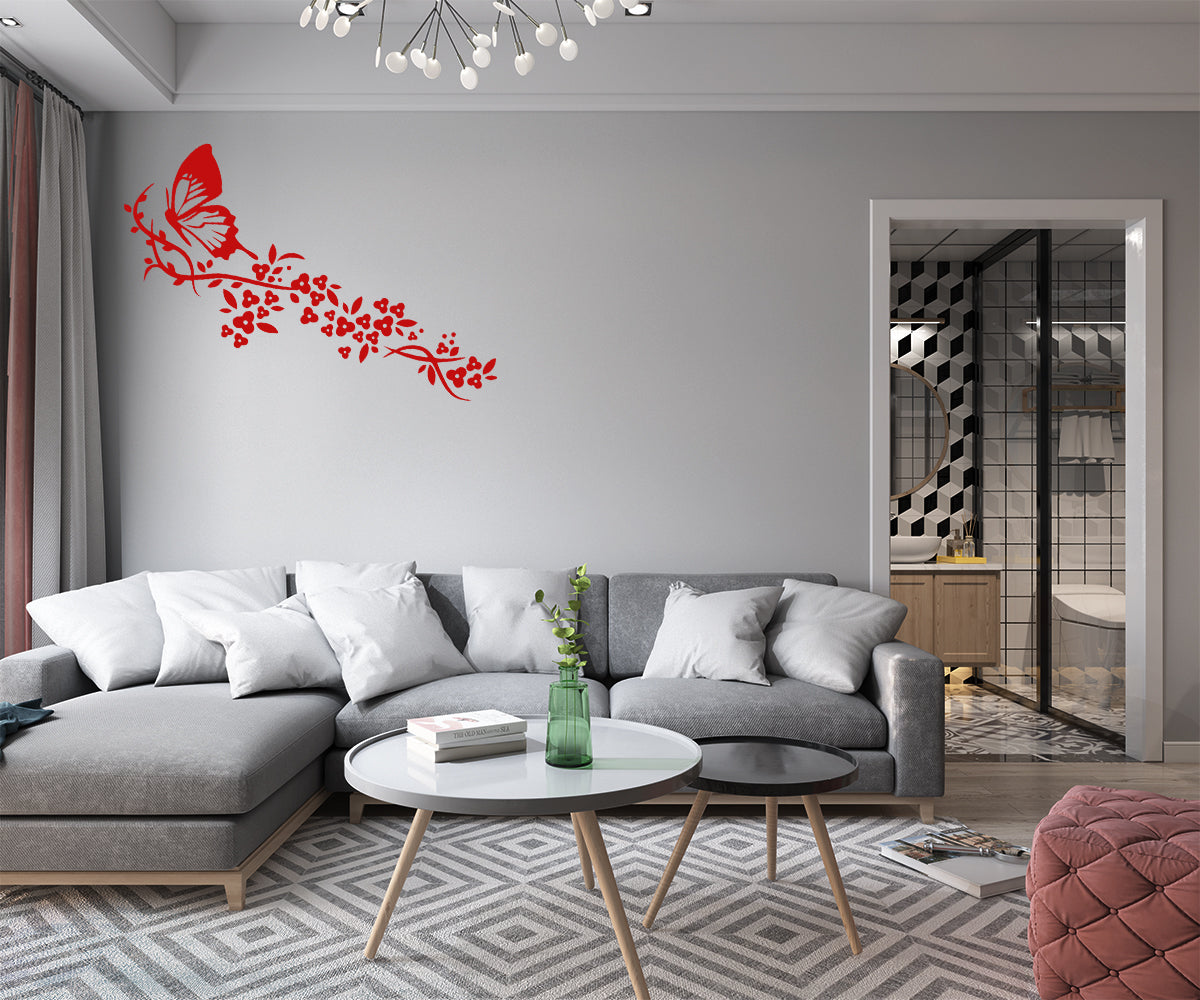 BUTTERFLY - Adesivo murale wall sticker in vinile 55x135 cm Colore: Rosso