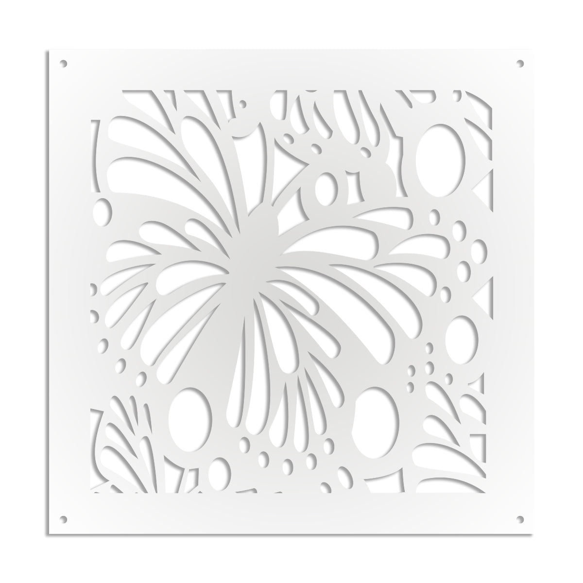 BUTTERFLY - Pannello in PVC traforato - Parasole Misura: 73x73 cm, Colore: bianco