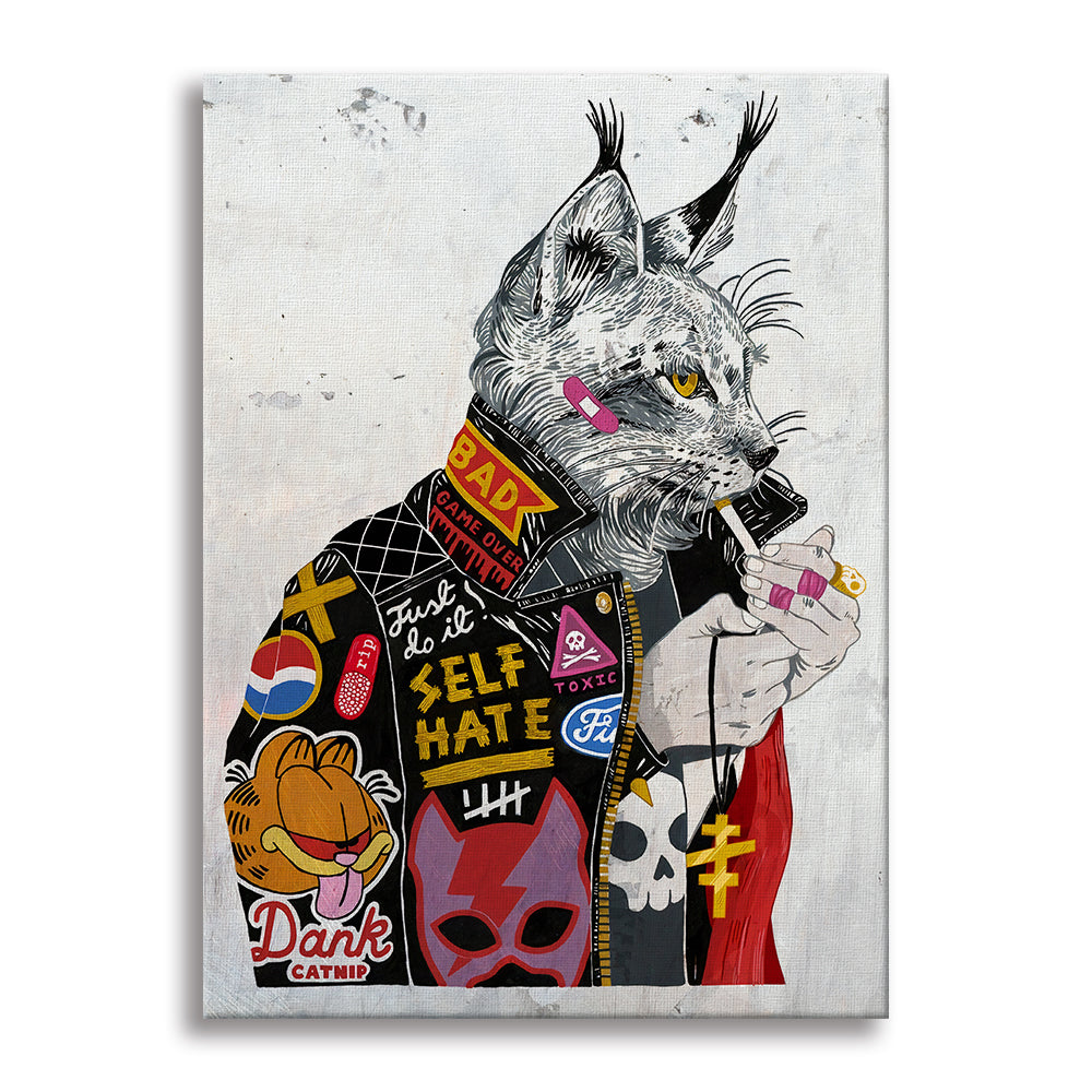 Cat Sherlock -  Quadro Canvas Contemporaneo su telaio in legno Misura: 100x140 cm