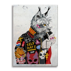 Cat Sherlock -  Quadro Canvas Contemporaneo su telaio in legno Misura: 50x70 cm