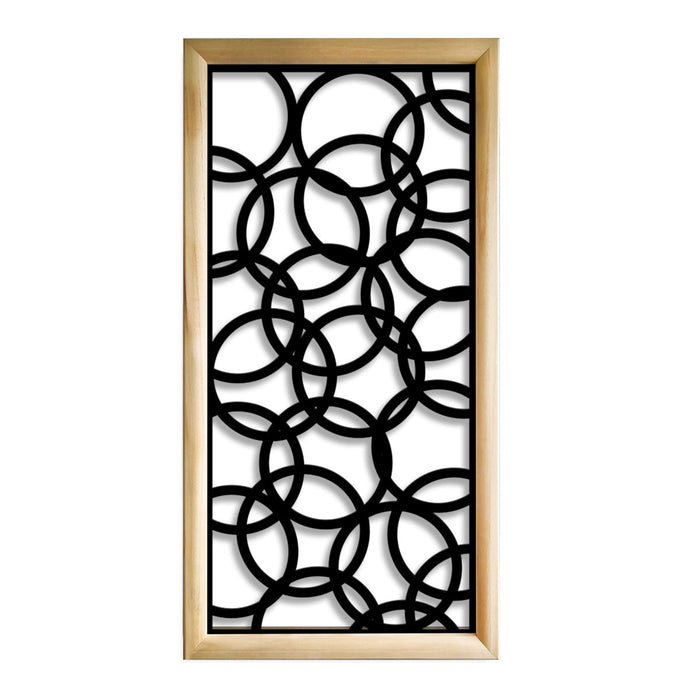 CERCHI SMALL - Moduli Decorativi in Legno e PVC Colore: nero, Misura: 73x148 cm