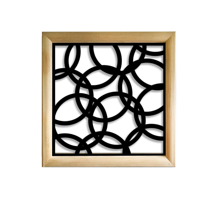 CERCHI SMALL - Moduli Decorativi in Legno e PVC Colore: nero, Misura: 73x73 cm