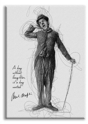 Charlie Chaplin - A Day Without Laugther - Quadro Canvas su telaio in legno Misura: 100x140 cm