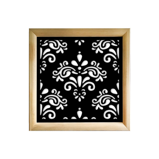 DAMASCO - Moduli Decorativi in Legno e PVC Misura: 98x98 cm, Colore: nero