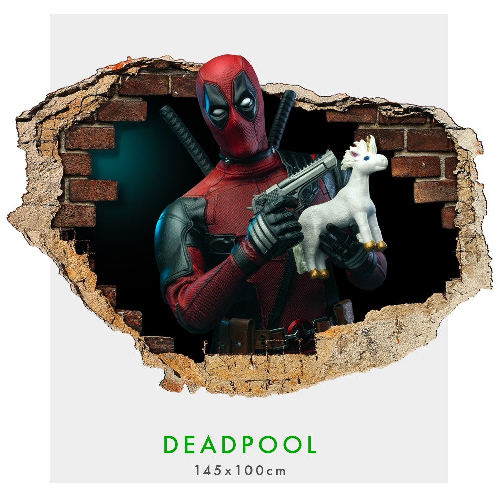 DeadPool - Adesivi murali parete 3D wall sticker cameretta bimbi Misura: 150x100 cm