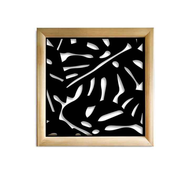 FILODENDRO - Moduli Decorativi in Legno e PVC Misura: 48x48 cm, Colore: nero