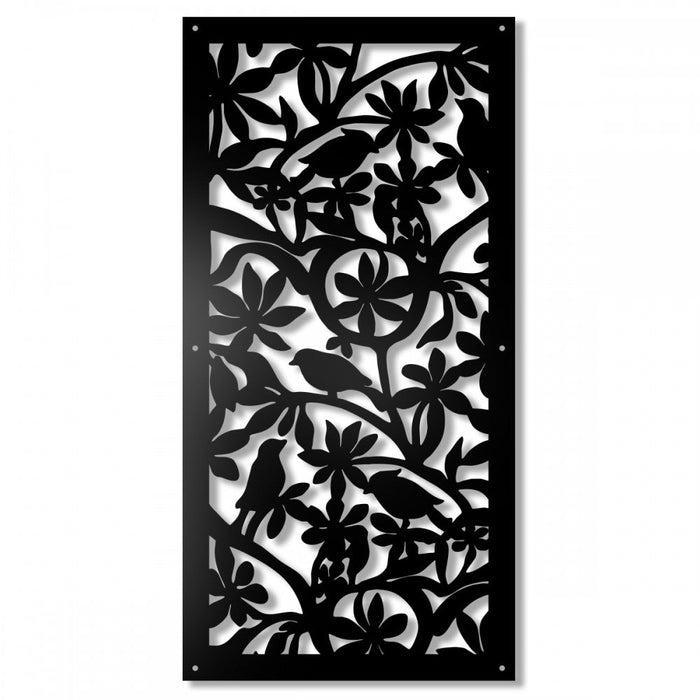 FIORI-UCCELLINI - Pannello Quadro PVC traforato - PARASOLE Colore: nero, Misura: 73x148 cm