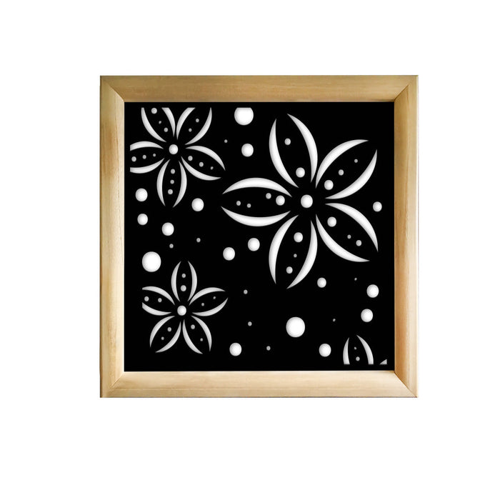 FLOWERS - Moduli Decorativi in Legno e PVC Colore: nero, Misura: 73x73 cm