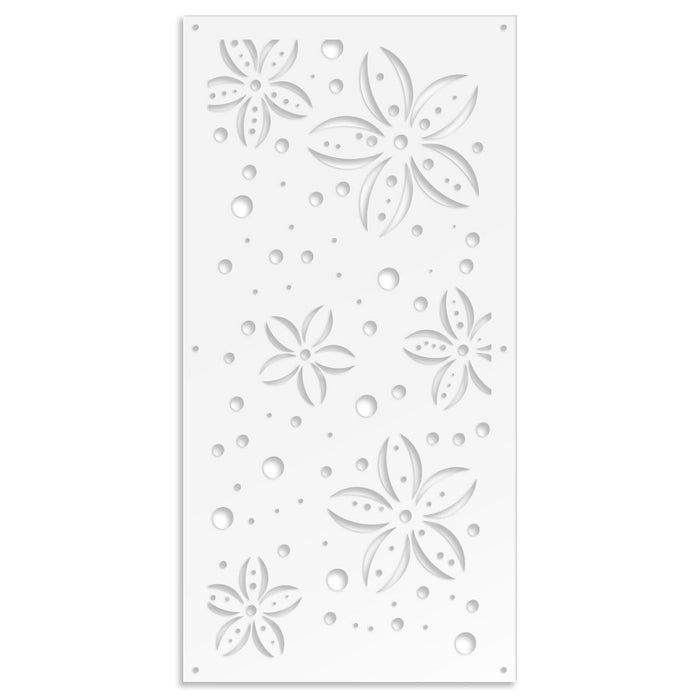 FLOWERS - Pannello in PVC traforato - Parasole Misura: 73x148 cm, Colore: bianco