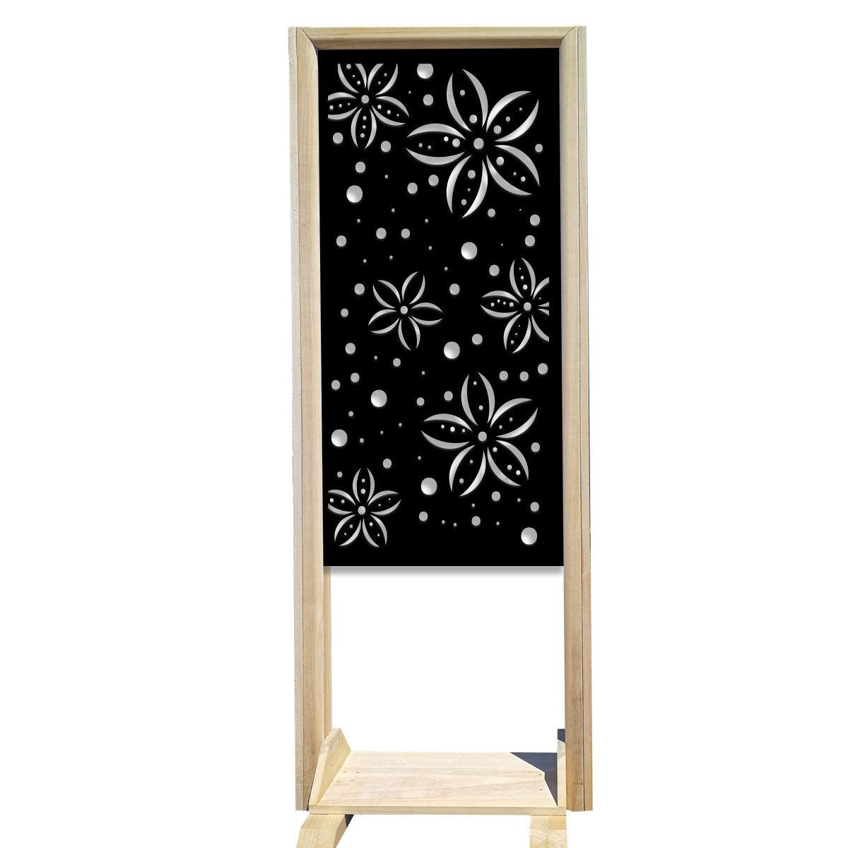 FLOWERS - Separè- Paravento modulabile - 70x190cm - in Legno e PVC Colore: nero