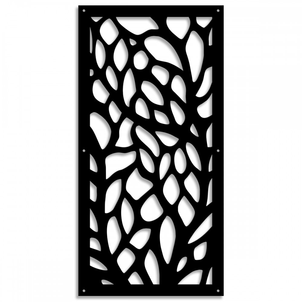 FOGLIE - Pannello PVC traforato spessore 1cm - Parasole Colore: nero, Misura: 47x94 cm